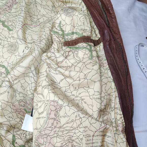 Vtg Greg Bell Brown Suede Leather Bomber Aviator Jacket Large Retro 90s Pilot - Picture 10 of 16